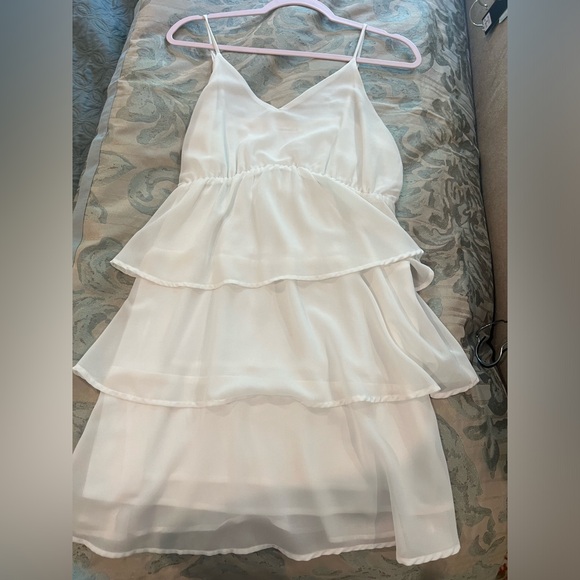 White Tiered Ruffled Dress - Picture 3 of 9